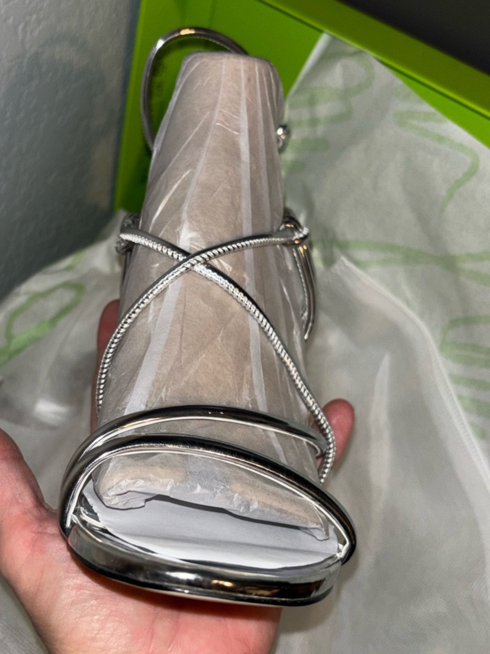 2/$120 SAM EDeLMAN NIB Silver Isadora Ankle Strap Sandal, Metallic Heels - Picture 12 of 16